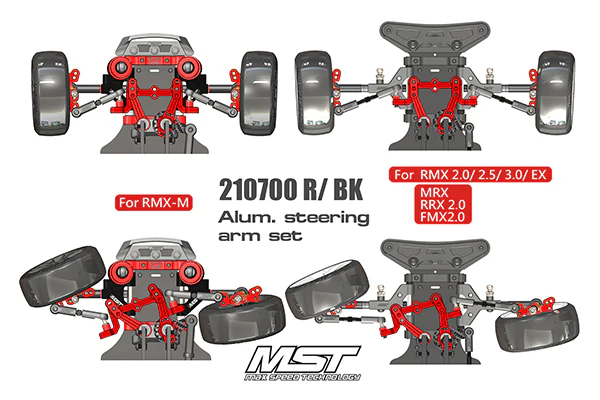 RMX RRX FMX MRX Aluminum Steering Racing Assembly (RED) [MST] 210700R - Image 2