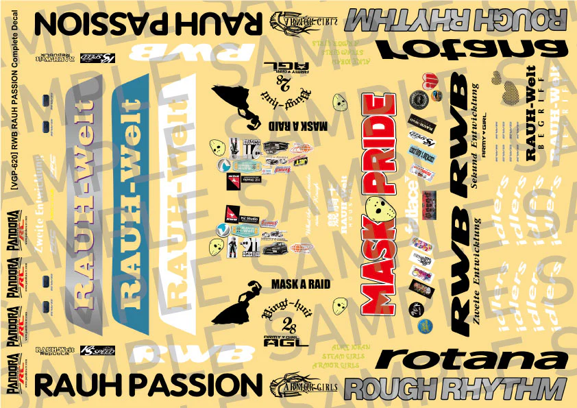 RWB - RAUH-Welt BEGRIFF Porsche Livery Decal Sticker Sheet Set [Pandora] VGP-620