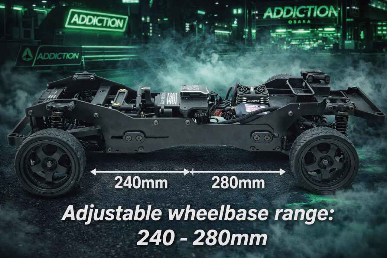 PREORDER: RX-01 FR 1-10 RWD Drift Chassis Kit (240mm~280mm WB) [Addiction RC] RX01 - Image 4