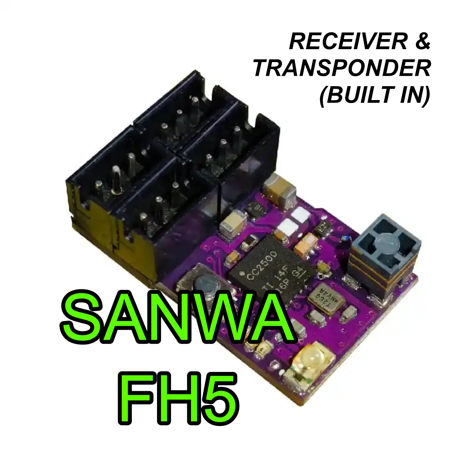SANWA FH5 Compatible 4 Channel MICRO WIRELESS  Receiver + TRANSPONDER For 1-24 1-28 (CASE-LESS) [MXO RACING] RXC52-F5&amp;TP