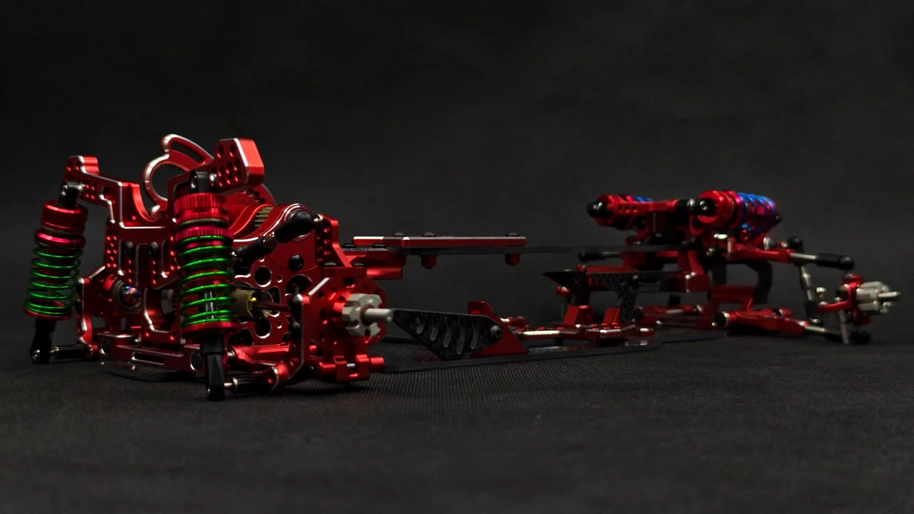 SHARK FINAL FORM (SR 2026) - Factory Assembled Chassis Kit IFS 1-10 Premium RWD Drift Car - RED PURPLE BLACK [Rhino Racing] RR-2002 - Image 13
