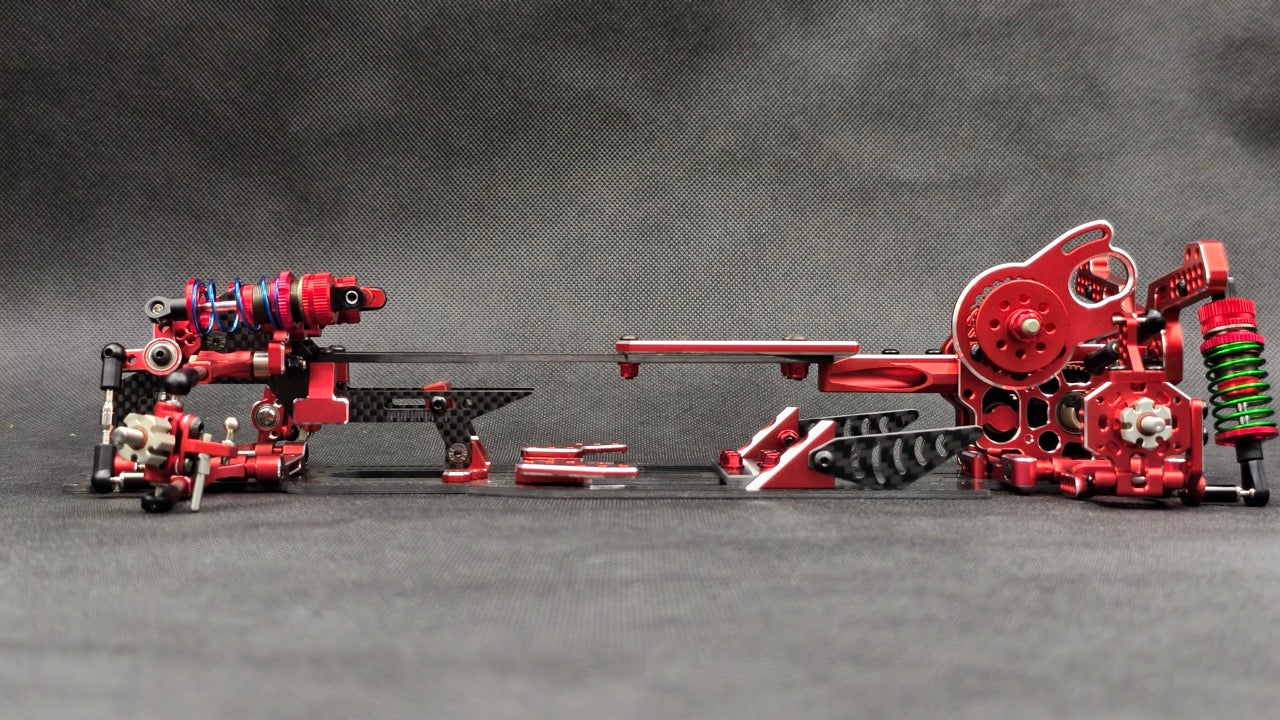 SHARK FINAL FORM (SR 2026) - Factory Assembled Chassis Kit IFS 1-10 Premium RWD Drift Car - RED PURPLE BLACK [Rhino Racing] RR-2002 - Image 3