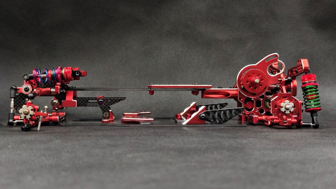 SHARK FINAL FORM (SR 2026) - Factory Assembled Chassis Kit IFS 1-10 Premium RWD Drift Car - RED PURPLE BLACK [Rhino Racing] RR-2002 - Image 4