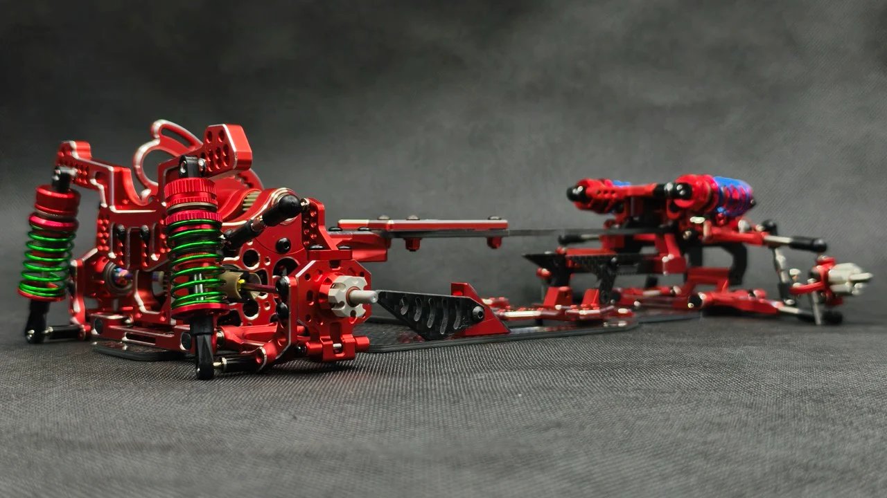 SHARK FINAL FORM (SR 2026) - Factory Assembled Chassis Kit IFS 1-10 Premium RWD Drift Car - RED PURPLE BLACK [Rhino Racing] RR-2002 - Image 9