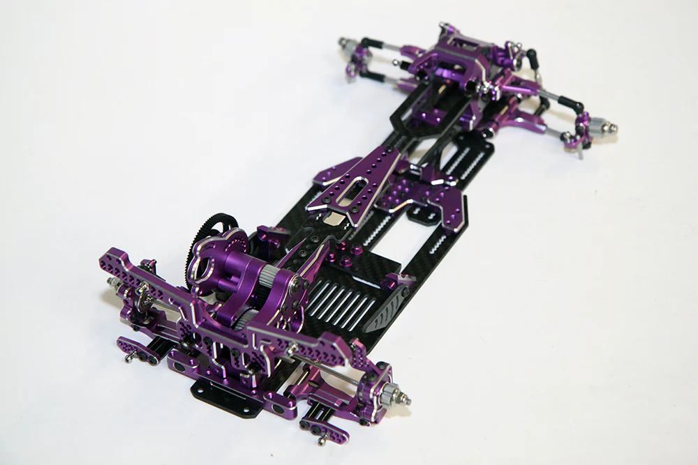 SHARK FINAL FORM - Factory Assembled Chassis Kit IFS 1-10 Premium RWD Drift Car - RED PURPLE BLACK [Rhino Racing] RR-2000 - Image 6