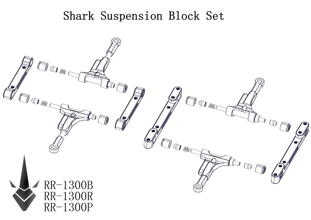 SHARK - Suspension Block Set - RED PURPLE BLACK [Rhino Racing] RR-1300R RR-1300P RR-1300B - Image 4