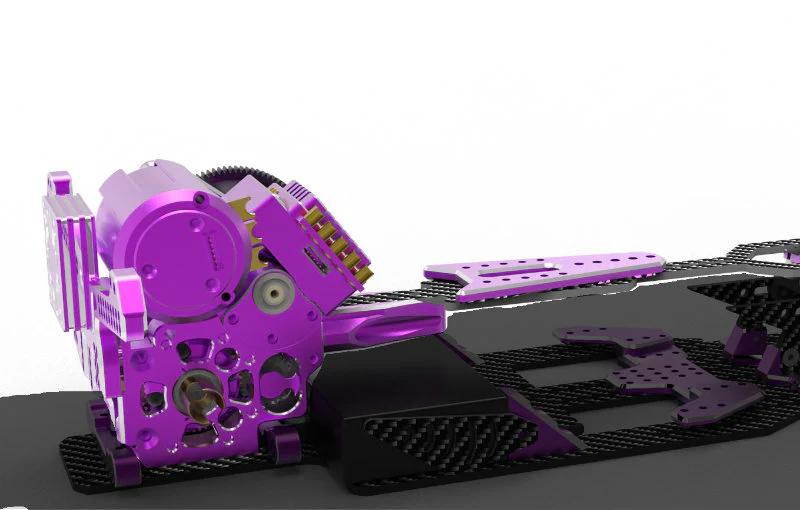 SHARK Transmission Gear Box (With Upper Deck And Shock Tower) - BLUE SILVER RED PURPLE BLACK - YD-2 RD SD RMX RDX [RHINO RACING] RR-820 - Image 6