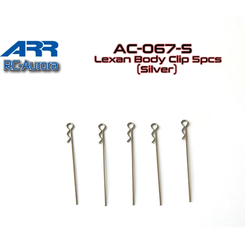 SILVER RC Aurora Mini-Z 1-28 LONG Lexan Body Clips (5pc) [ARR] AC-067-S