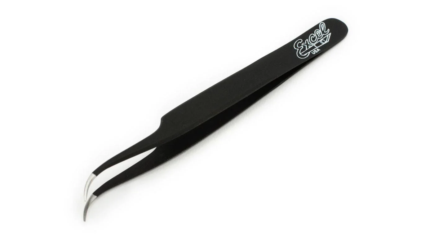 Black Slant Point Stainless Steel Tweezers [Excel] EXL30420