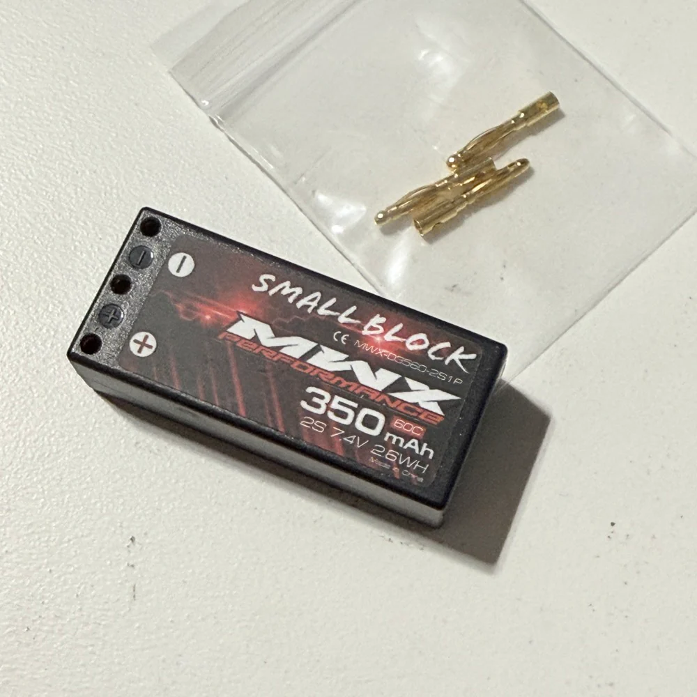 SMALL BLOCK 350mah 2S HARD CASE LIPO 7.4v  60C - Lipo (2.0mm Bullet) MINI-Z [MWX] MWX-03560-2S1P