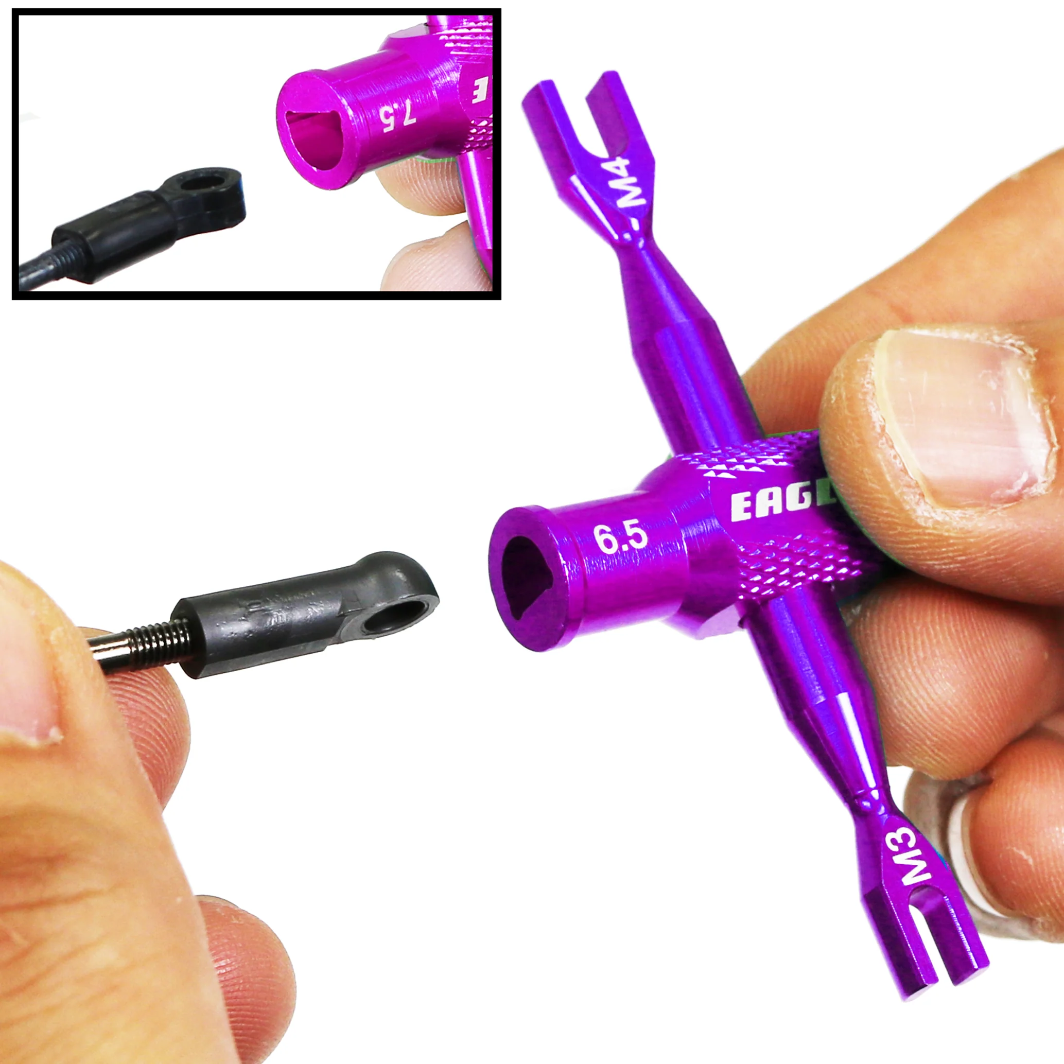 SP Dual Turnbuckle Wrench (3mm/4mm) with Ball End Cup Winder Tool (PURPLE) [Eagle Racing] 3723V2-U3-PU - Image 3