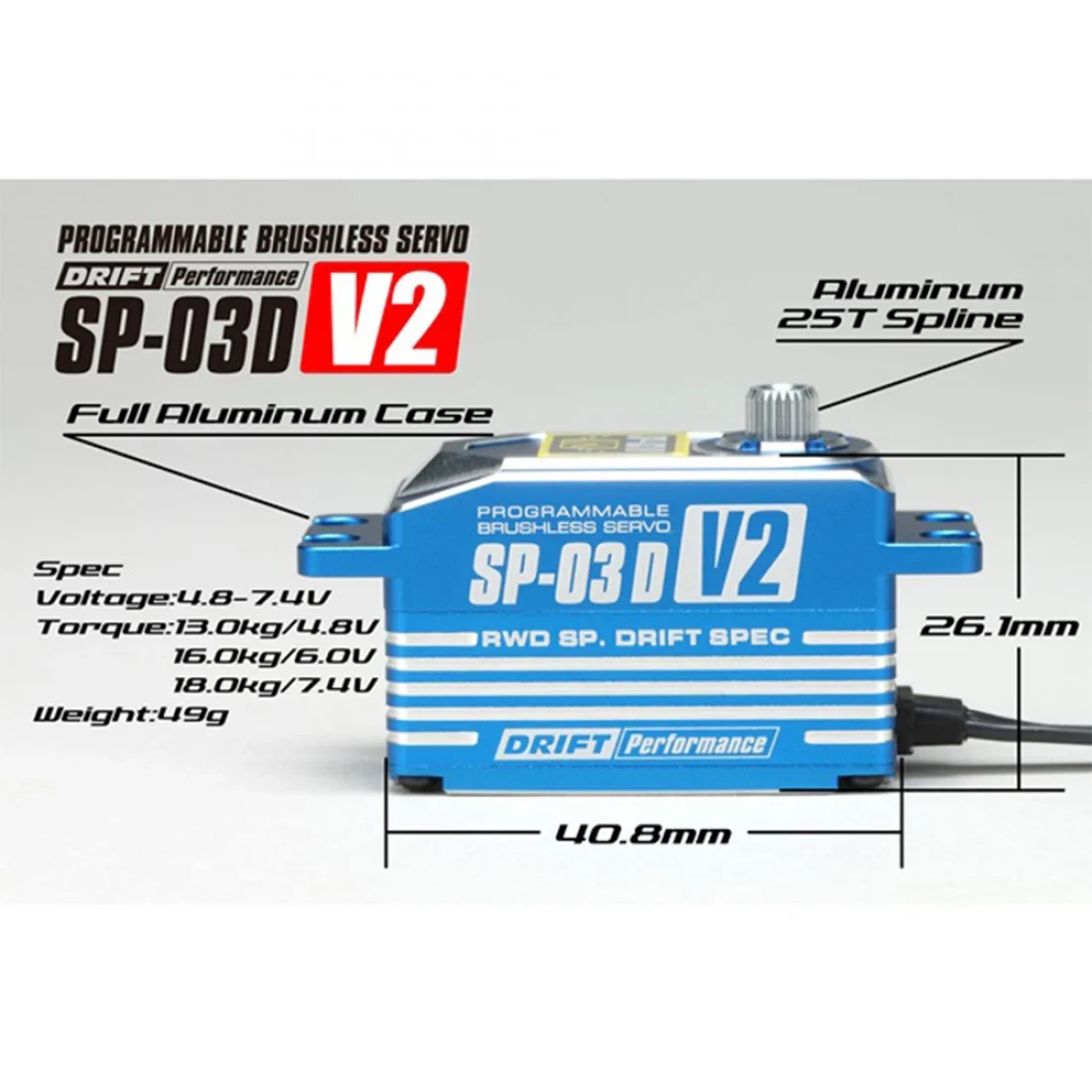 SP03D V2 RWD Drift Spec Servo Brushless Programmable Digital BLUE RED BLACK PURPLE (Low profile size) 13kg [Yokomo] SP-03DV2 - Image 9