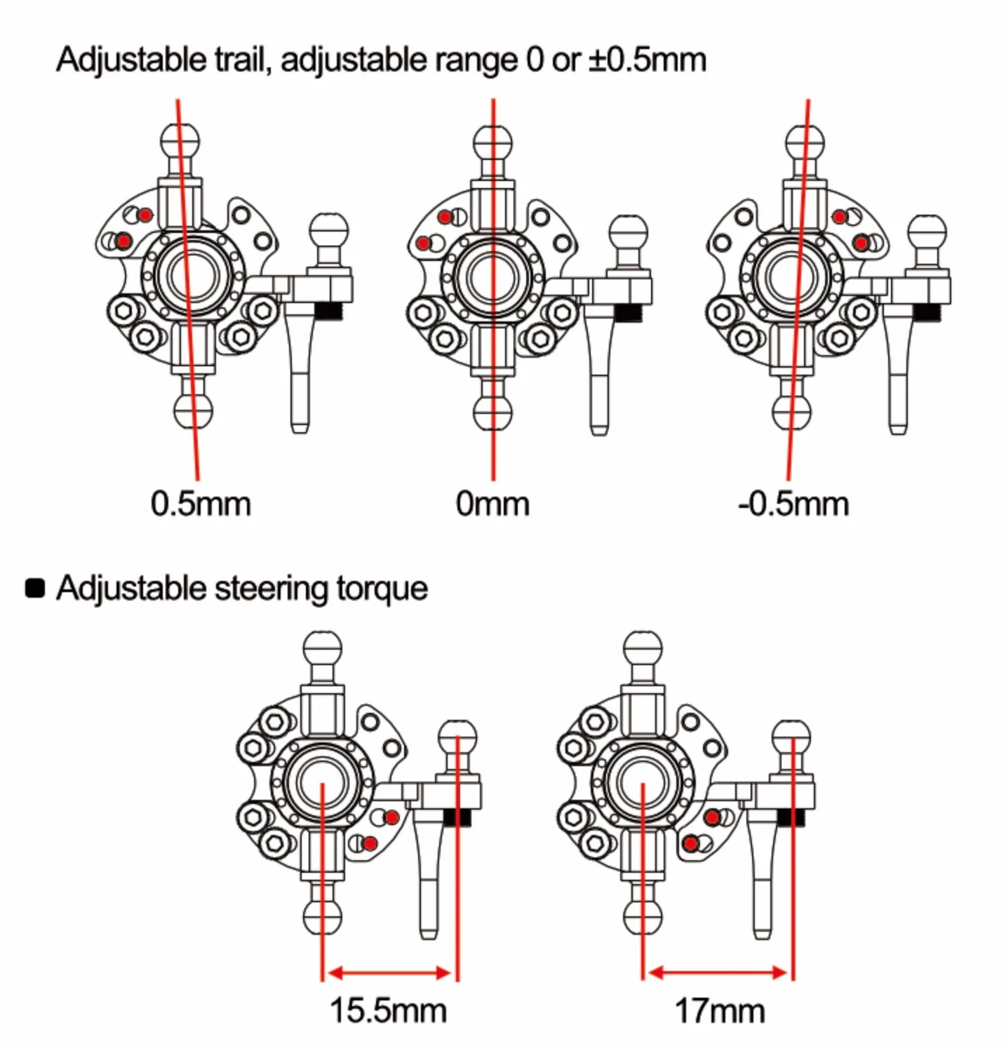 SR Series Front Steering Aluminum Knuckle Set - BLUE RED PURPLE BLACK [Rhino Racing] RR-1405 - Image 7