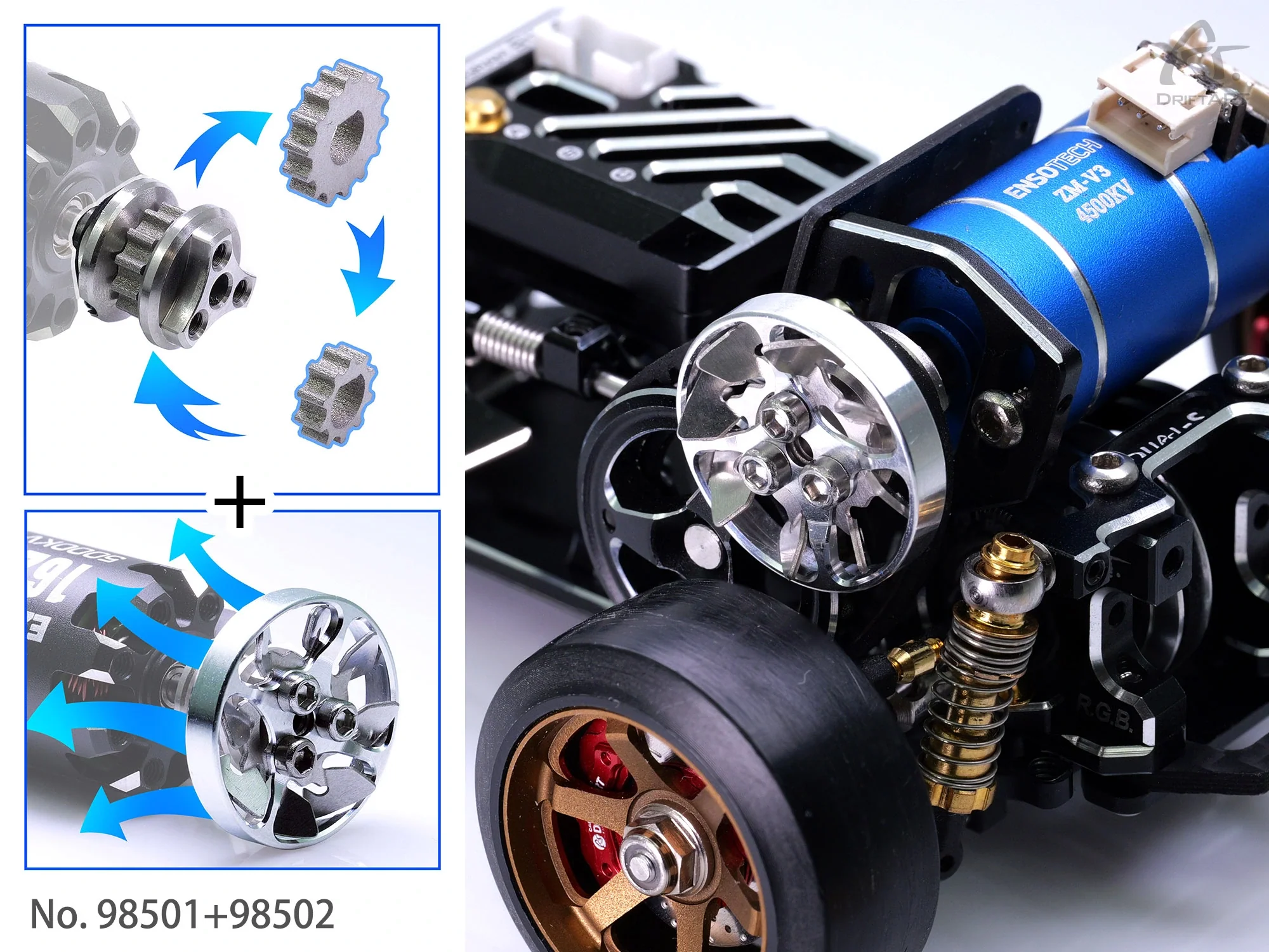 Steel 3X Motor Gear + Wind Walk Cooling Fan COMBO For DA2 DA3 DA4 DRIFTART4  [Drift Art] 98501+98502 - Image 3