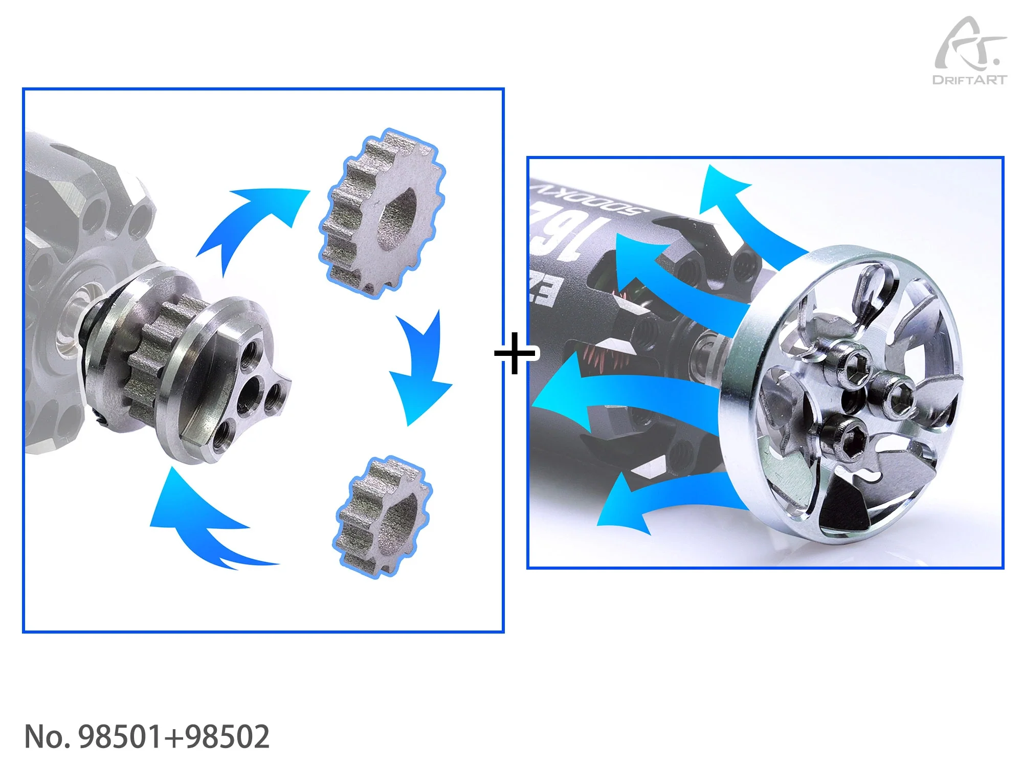 Steel 3X Motor Gear + Wind Walk Cooling Fan COMBO For DA2 DA3 DA4 DRIFTART4  [Drift Art] 98501+98502 - Image 4