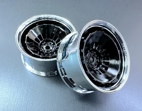 Super Bowler 1-10 Rims Wheels (BLACK-CHROME) 5, 8 11 OFFSET (PAIR) [Tetsujin] TT-8353