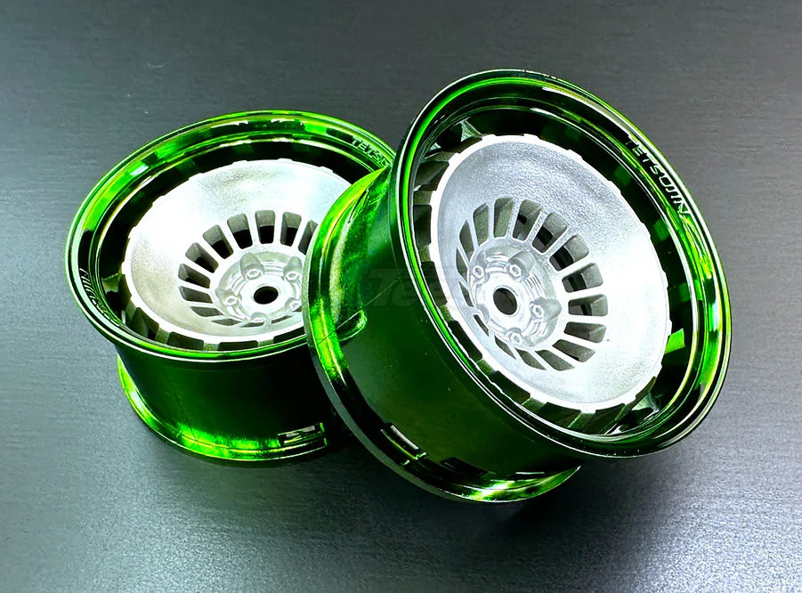 Super Bowler Rims Wheels (Silver Green lip) 5, 8 11 OFFSET (PAIR) [Tetsujin] TT-8559