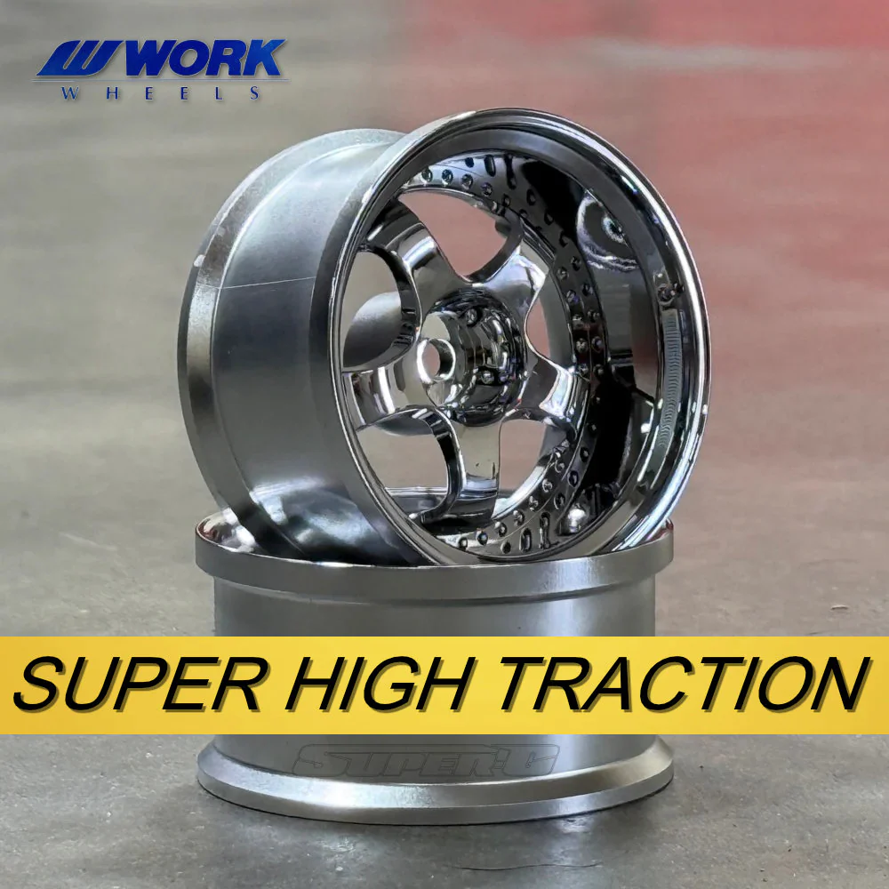 Super High Traction WORK MEISTER S1 3P 6mm - 8mm 1-10 RC RIMS CHROME [LAB] LWS-0808C LWS-0806C