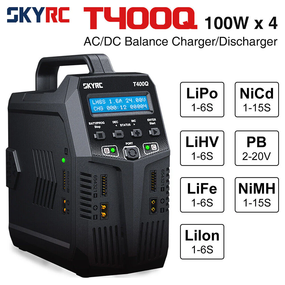 T400Q Quattro QUAD 4 Port AC-DC Battery Charger (6S-12A-400W) [SkyRC] T400Q