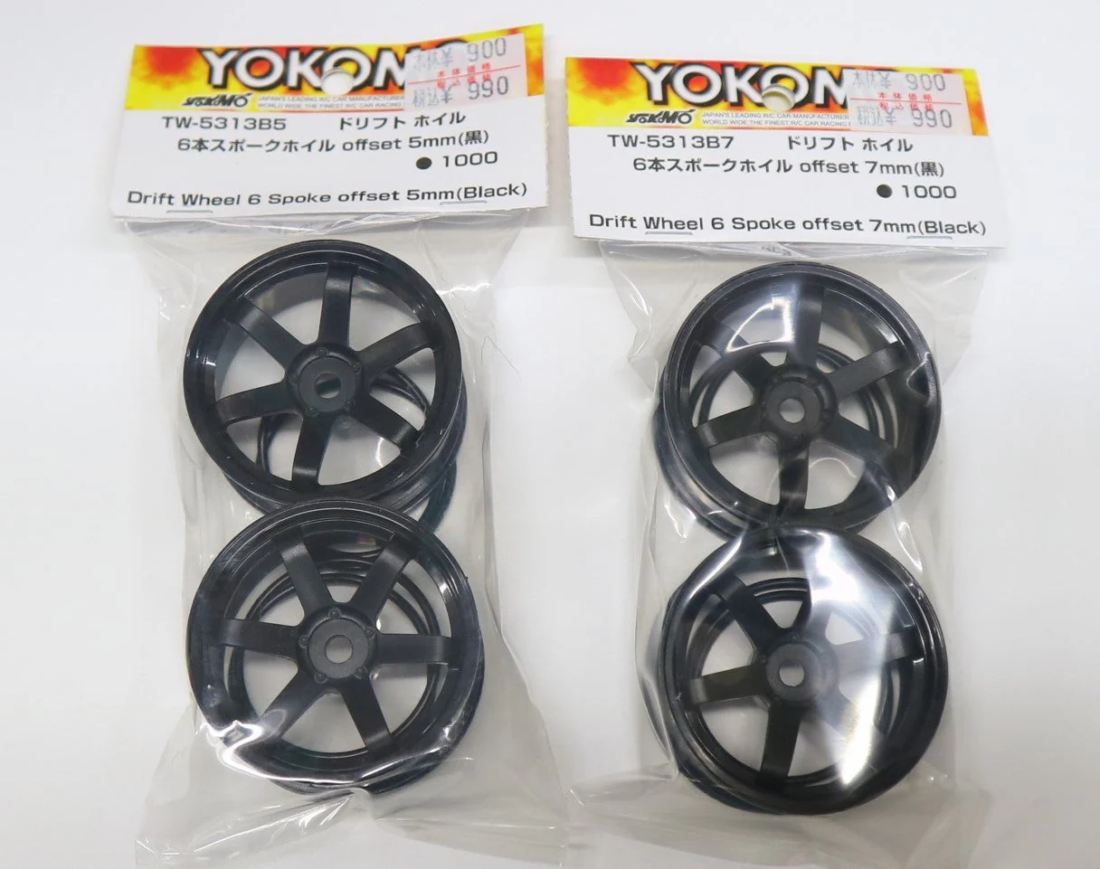 TE37 Style 6 Spoke (Black) Rims - 5mm - 7mm [Yokomo] TW-5313B5 TW-5313B7 - Image 2