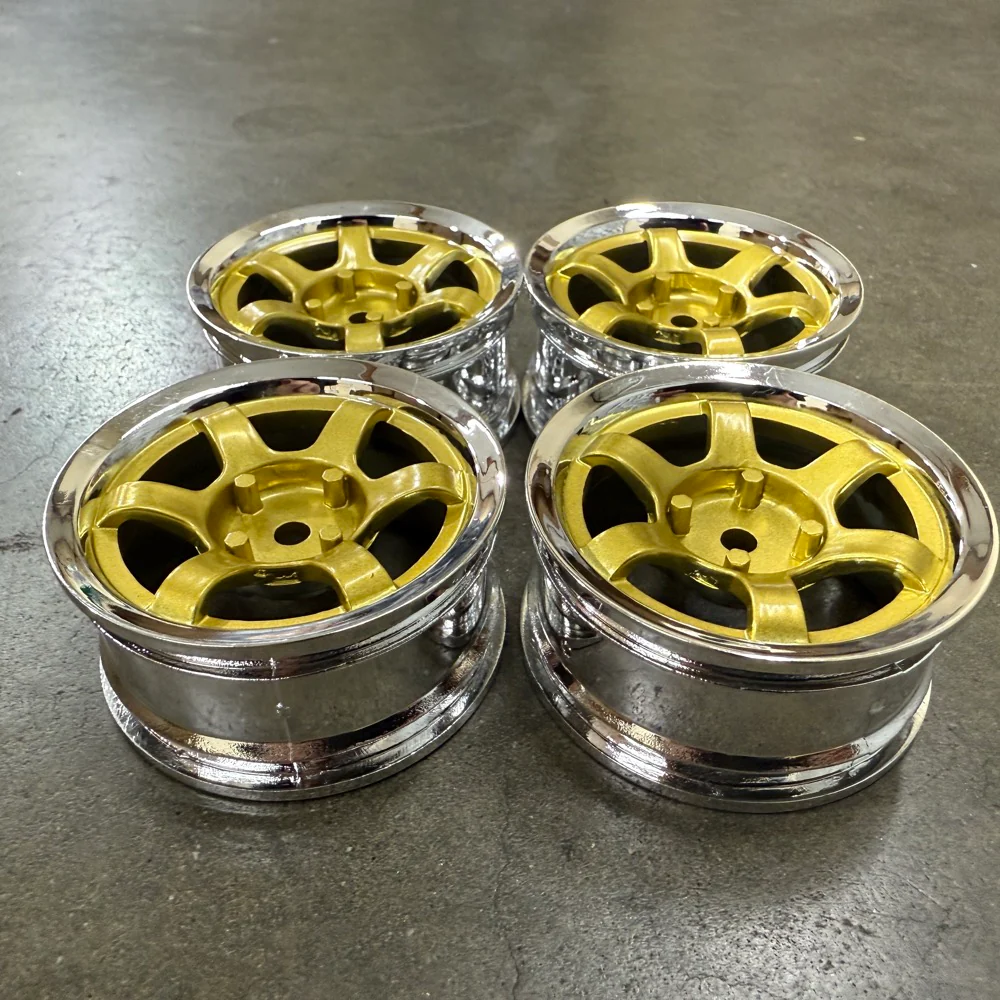 TE37v 6 SPOKE RIMS - GOLD w- CHROME LIP (4 PACK) [K FORCE] KF8348