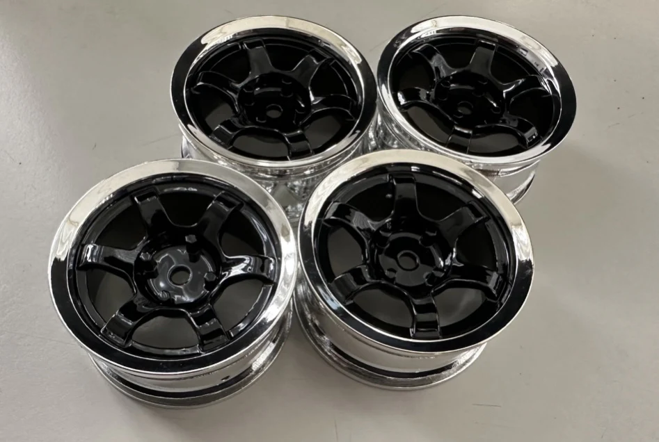 TE37v 6 SPOKE RIMS - ROYAL BLACK w- CHROME LIP (4 PACK) [K FORCE] KF8344 - Image 2