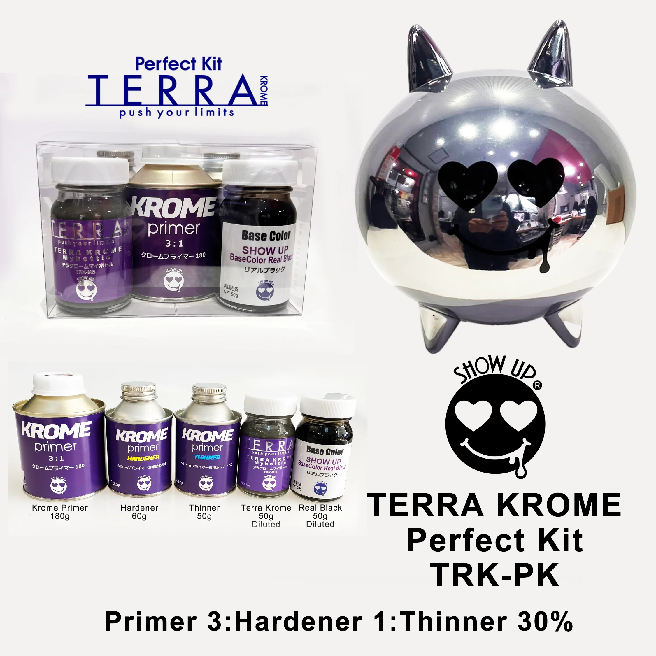TERRA KROME PERFECT KIT (5 pc set) (For Airbrush Use) (Made in Japan) [Show Up] TRK-PK - Image 2