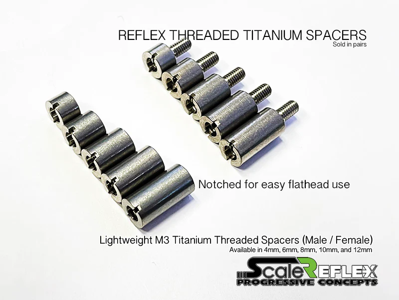Titanium Lightweight M3 Threaded Spacer Standoff Extender PAIR  male or female [ScaleReflex] 4mm ~ 12mm