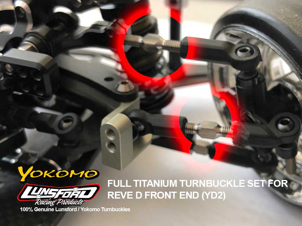 Titanium Turnbuckles FULL SET FOR REVE-D Front Conversion YD2 (20mm, 26mm, 29mm) [Yokomo] REVED-TBS - Image 2
