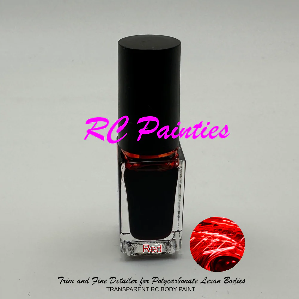 TRANSPARENT RED (CANDY) - Trim and Fine Detailer for Polycarbonate Lexan Bodies  (5ml) [RC PAINTIES] RCP05ML-R