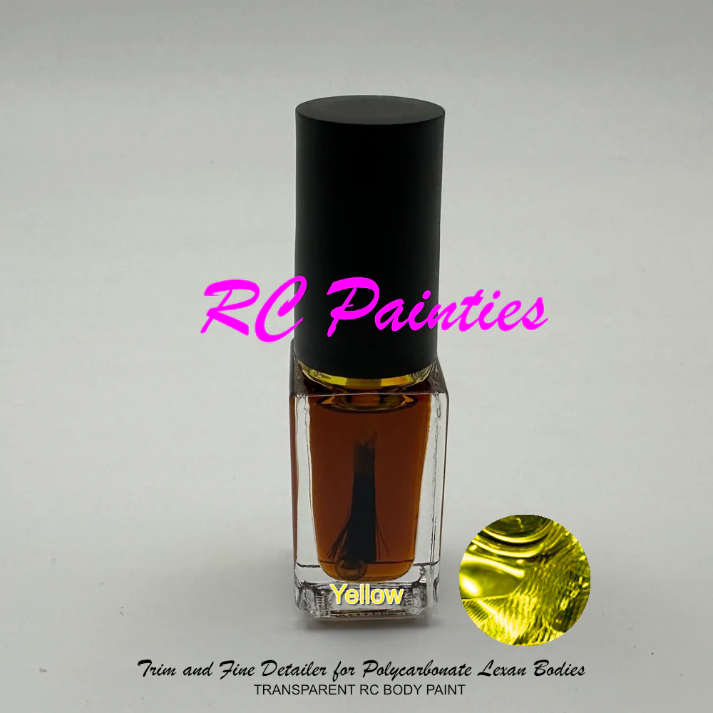 TRANSPARENT YELLOW (CANDY) - Trim and Fine Detailer for Polycarbonate Lexan Bodies  (5ml) [RC PAINTIES] RCP05ML-Y