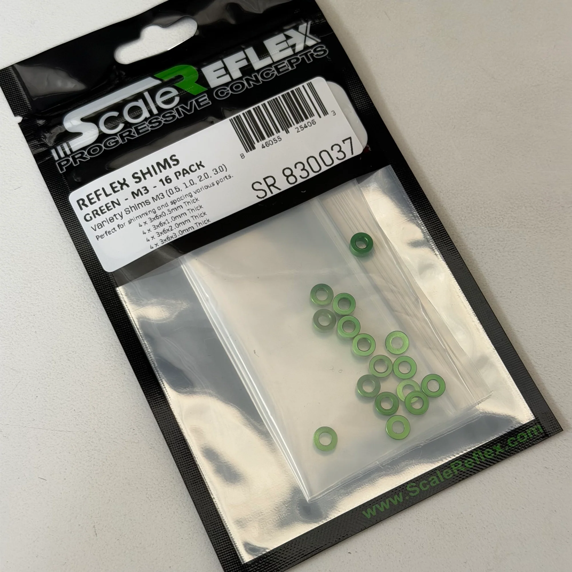 VARIETY PACK: M3 Aluminum Spacer Shims (0.5mm - 1mm 2mm 3mm) 3x6 (16-Pack) RED PURPLE BLACK BLUE SILVER GREEN [Scale Reflex] - Image 8