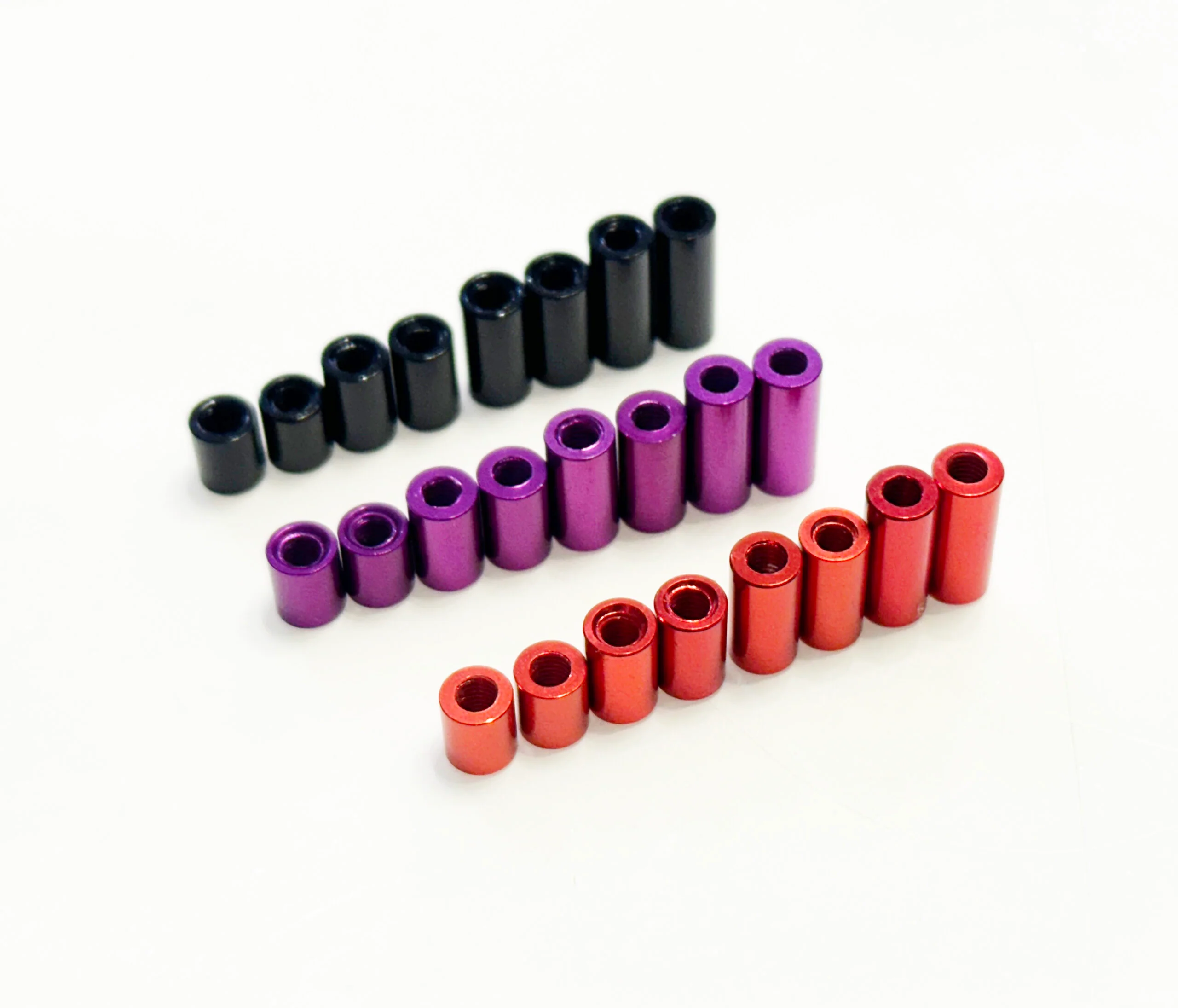 VARIETY PACK: M3 Aluminum Threaded Standoffs Spacers (6mm 8mm 10mm 12mm) (8-Pack) BLUE RED PURPLE BLACK [Scale Reflex]
