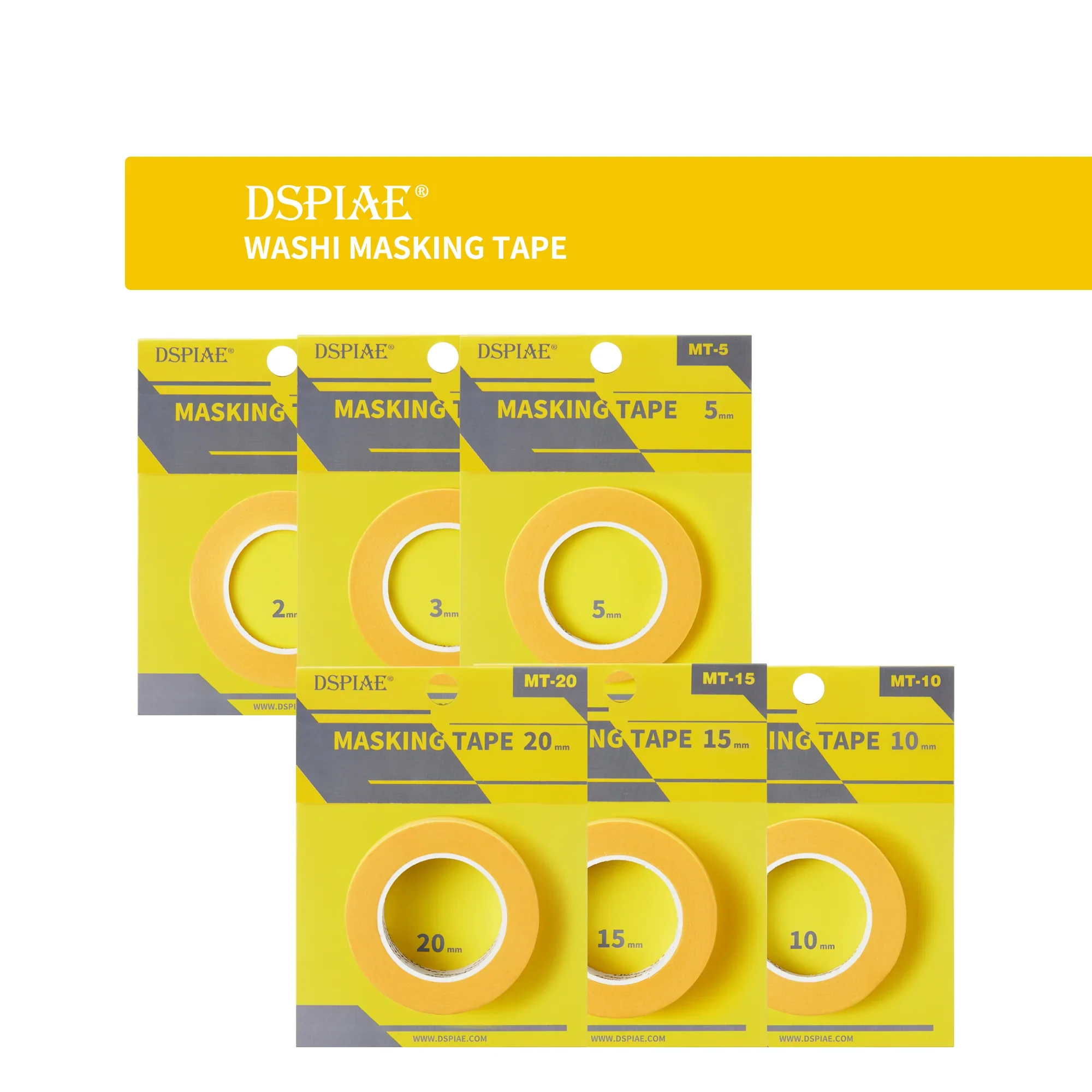 WASHI Premium Yellow Masking Tape 2mm 3mm 5mm 10mm 15mm 20mm (18m long) [DSPIAE] MT-0  MT-03 MT-05 MT-10 MT-15 MT-20 - Image 2