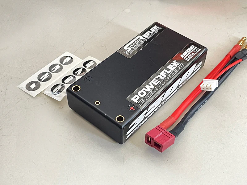 WHITE - REFLEX SHORTY LIPO 7.4v 2S 3500mah 100C Ultra Slim Lightweight Battery (w Cable 4.0mm Bullet to Deans) - 136g - 18.5mm Thick - 3500 mah - Image 4
