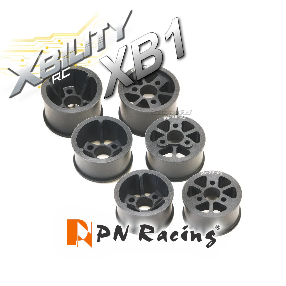 BLACK XBOne 2WD Machine Cut - REAR Flanged Rims - RWD Wheels Xbility One XB1 [PN Racing] XB11B3 XB11B2 XB11B14