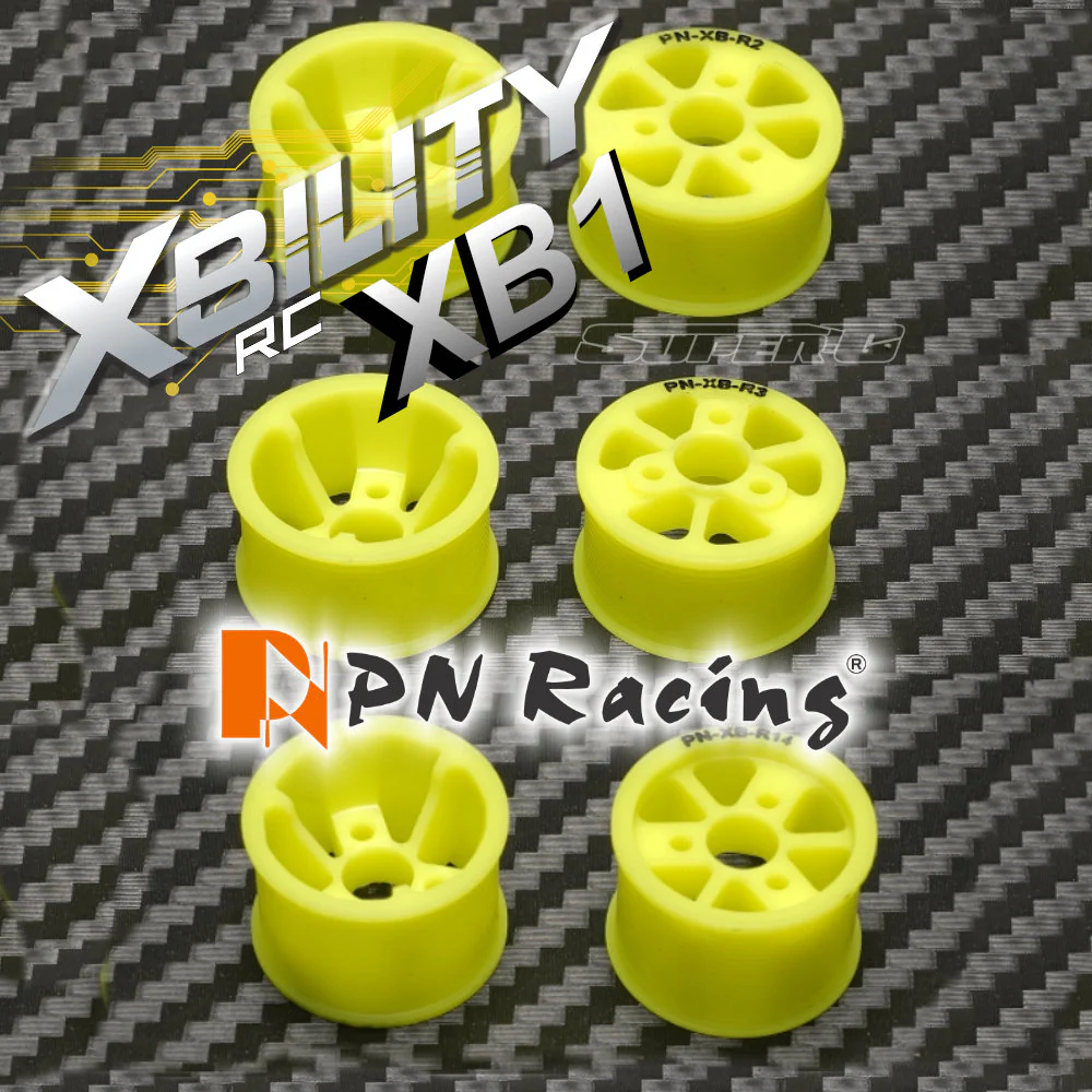YELLOW XBOne 2WD Machine Cut - REAR Flanged Rims - RWD Wheels Xbility One XB1 [PN Racing] XB11Y3 XB11Y2 XB11Y14
