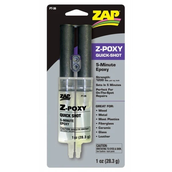 Z-Poxy Quick Shot - 5 Min Epoxy (2 Part Glue) 1oz [Zap] PT-36